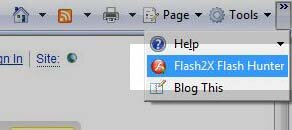 Lanuch Flash2X Flash Hunter from IE toolbar